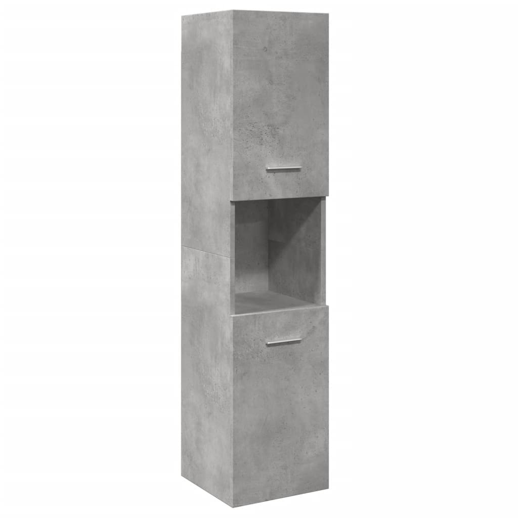 Bathroom furniture set, 4 pieces, concrete grey, composite wood