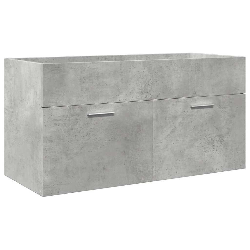 Bathroom furniture set, 4 pieces, concrete grey, composite wood