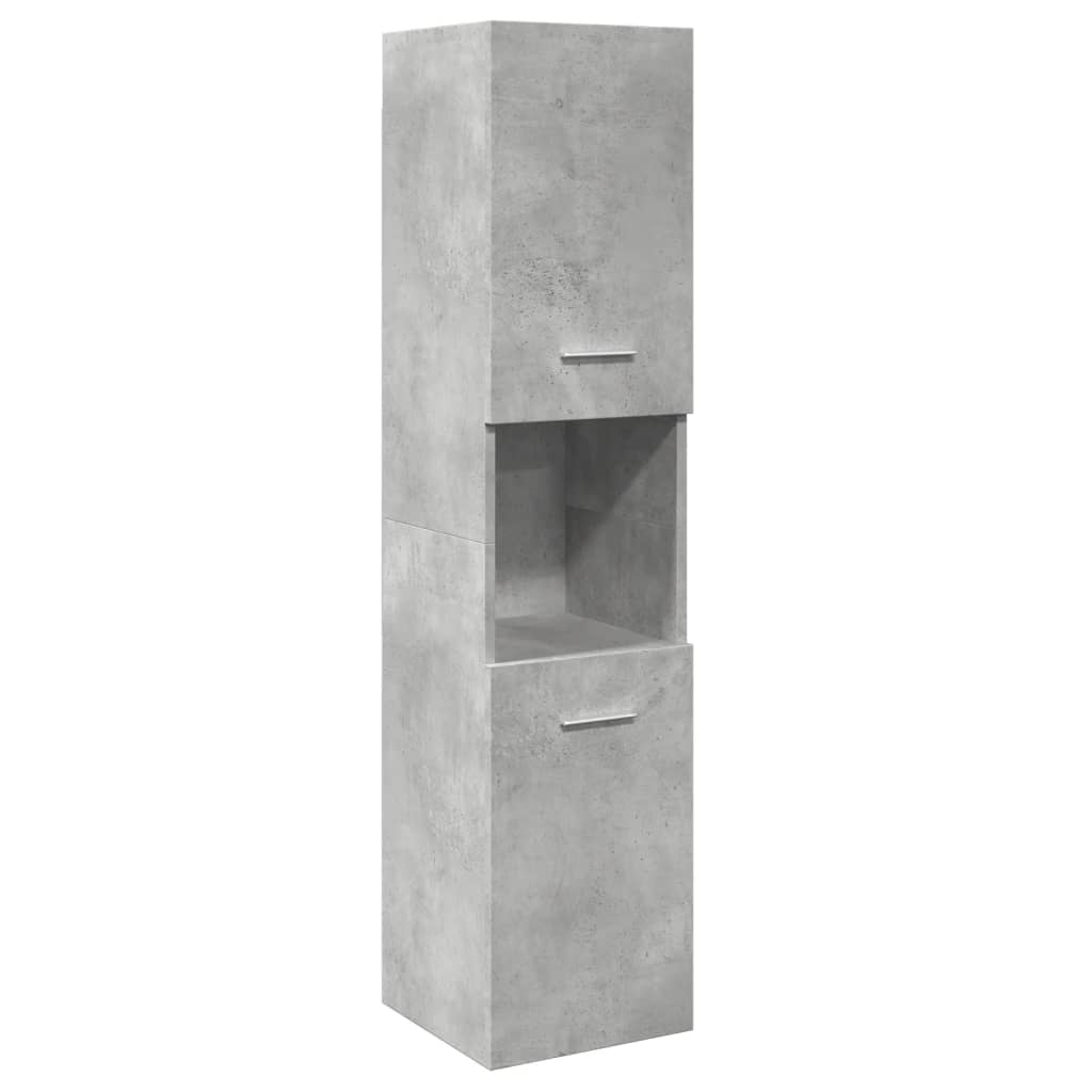 Bathroom furniture set, 5 pieces, concrete grey, processed wood