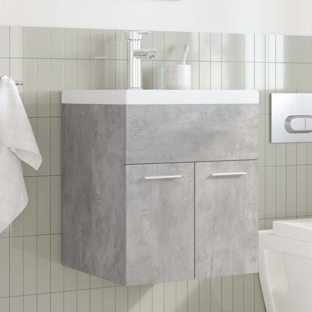 Bathroom sink cabinet with built-in sink and faucet