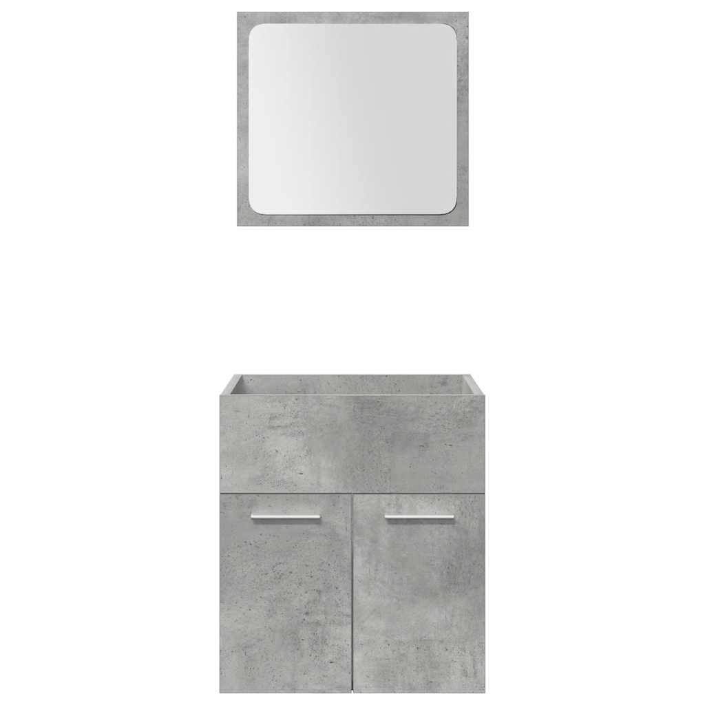 Bathroom furniture set, 4 pieces, concrete grey, composite wood