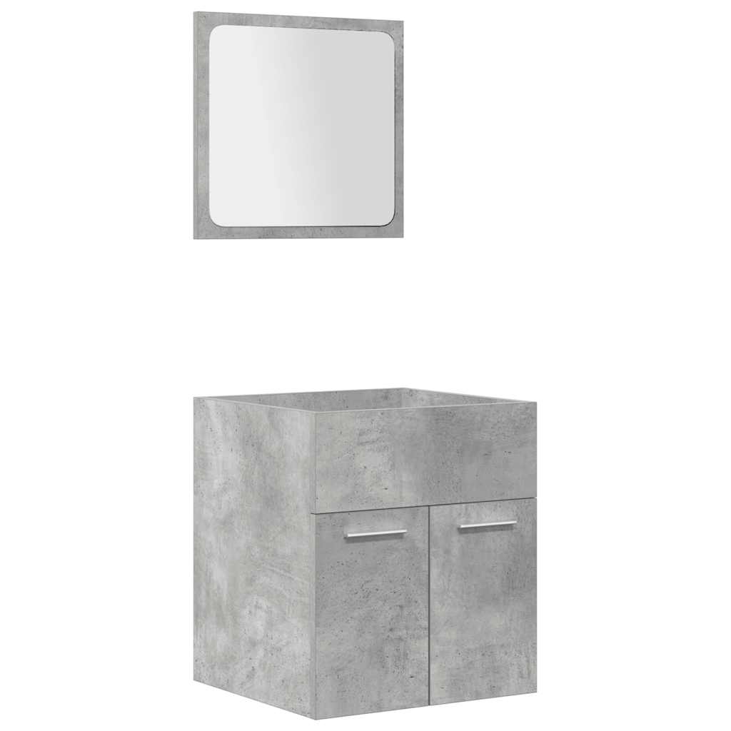 Bathroom furniture set, 4 pieces, concrete grey, composite wood