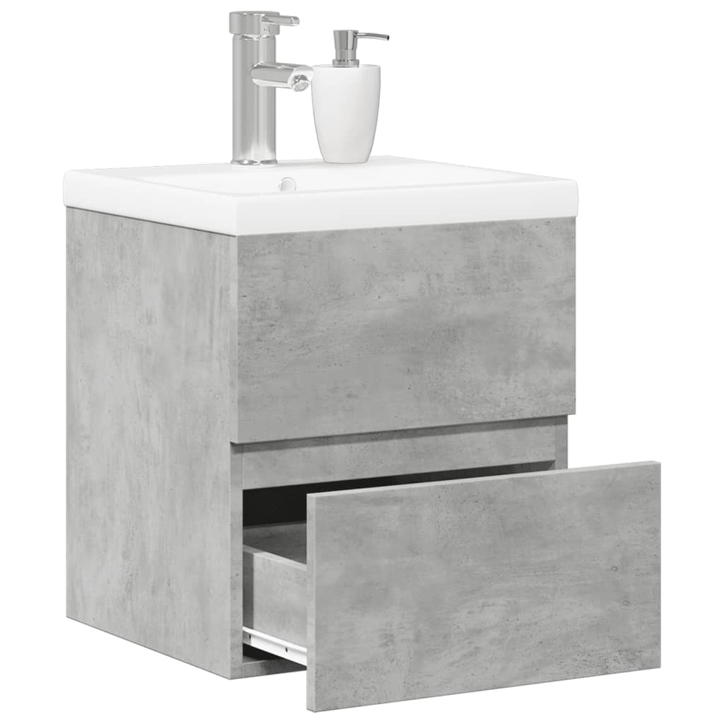 Bathroom furniture set, 2 pieces, concrete grey, composite wood