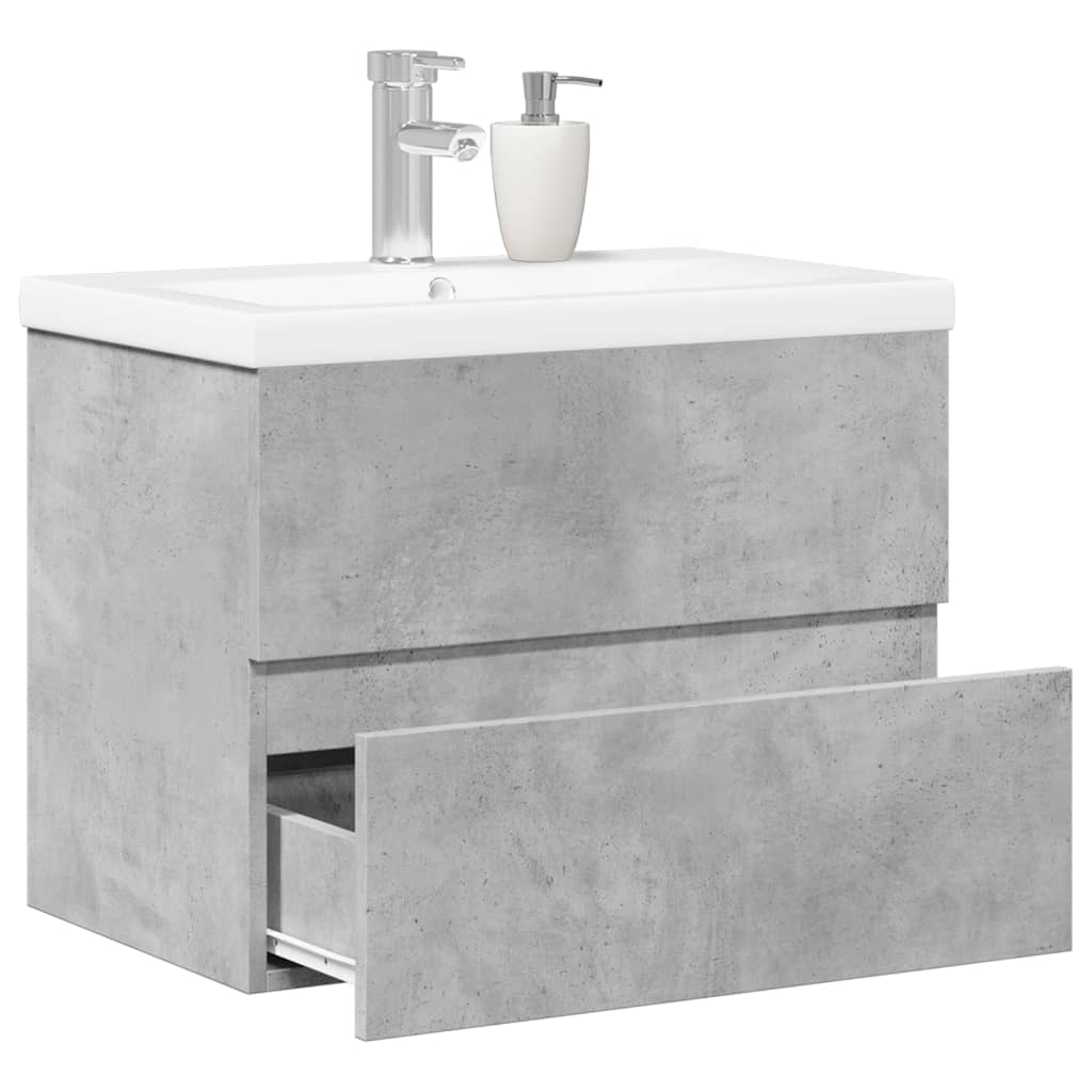 Bathroom furniture set, 2 pieces, concrete grey, composite wood