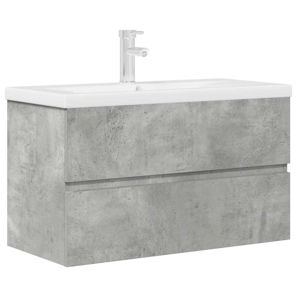 Bathroom furniture set, 2 pieces, concrete grey, composite wood