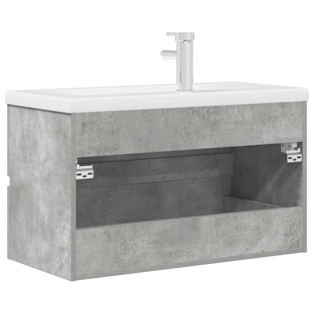 Bathroom furniture set, 2 pieces, concrete grey, composite wood