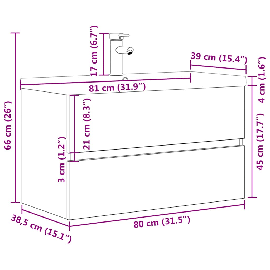 Bathroom furniture set, 2 pieces, concrete grey, composite wood