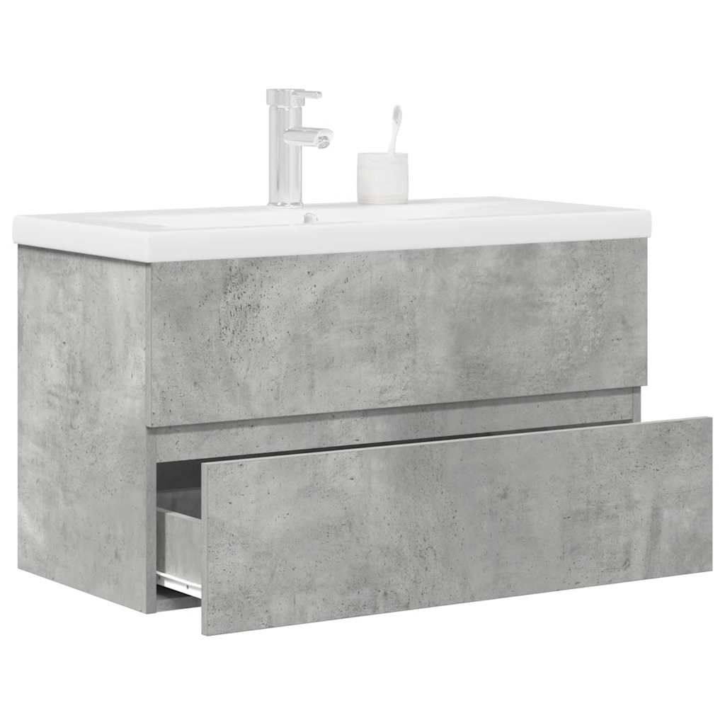 Bathroom furniture set, 2 pieces, concrete grey, composite wood