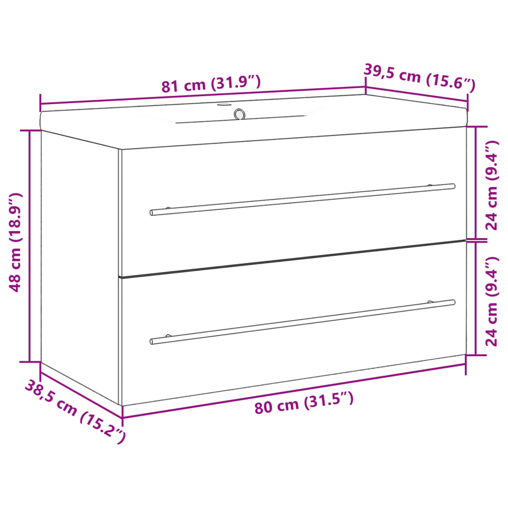 Bathroom furniture set, 2 pieces, concrete grey, composite wood