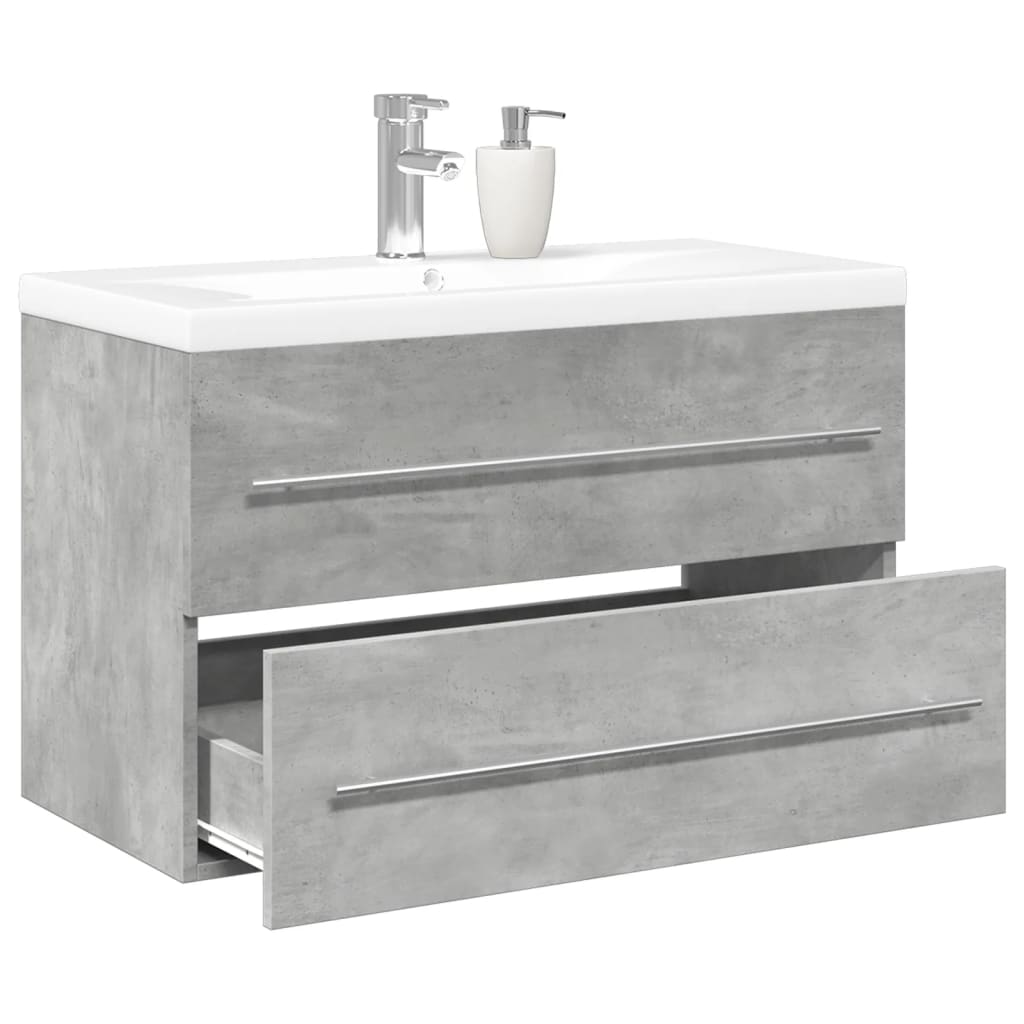 Bathroom furniture set, 2 pieces, concrete grey, composite wood