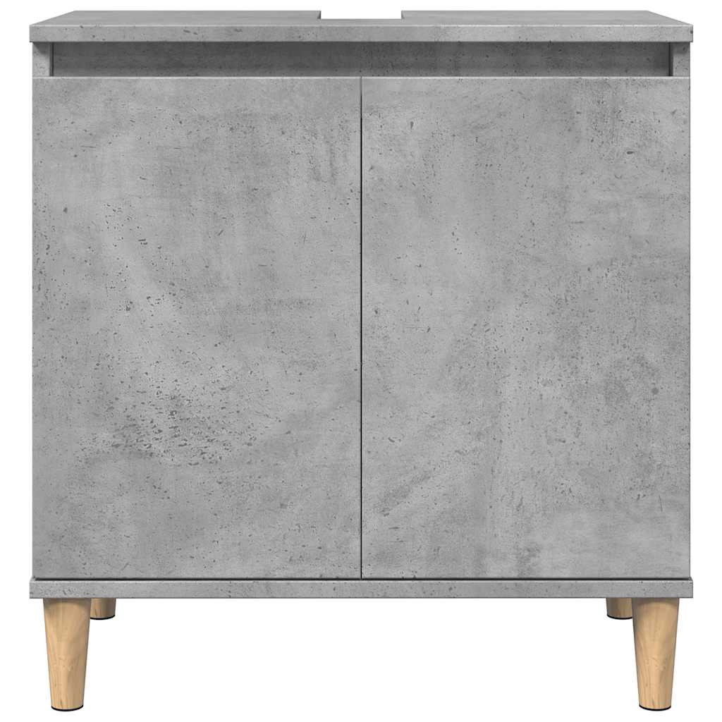 Bathroom furniture set, 3 pieces, concrete grey, composite wood