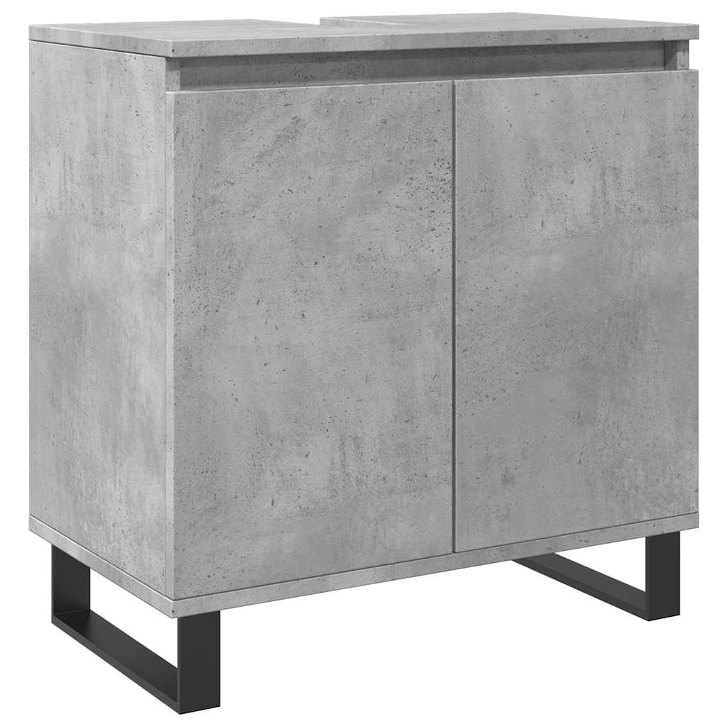 Bathroom furniture set, 3 pieces, concrete grey, composite wood