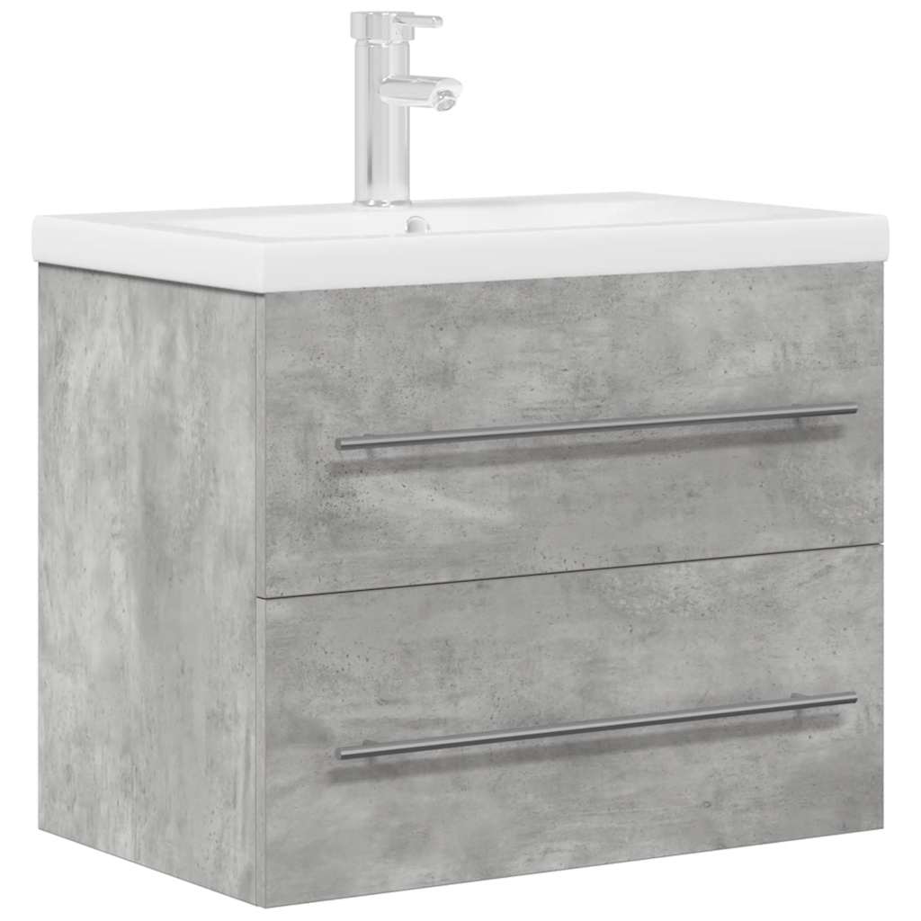 Bathroom furniture set, 2 pieces, concrete grey, composite wood