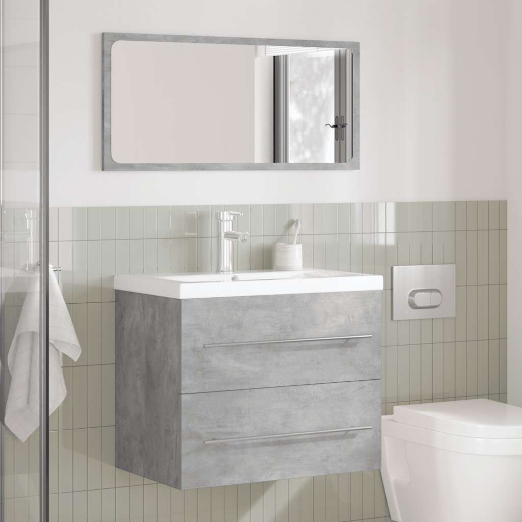 Bathroom furniture set, 2 pieces, concrete grey, composite wood