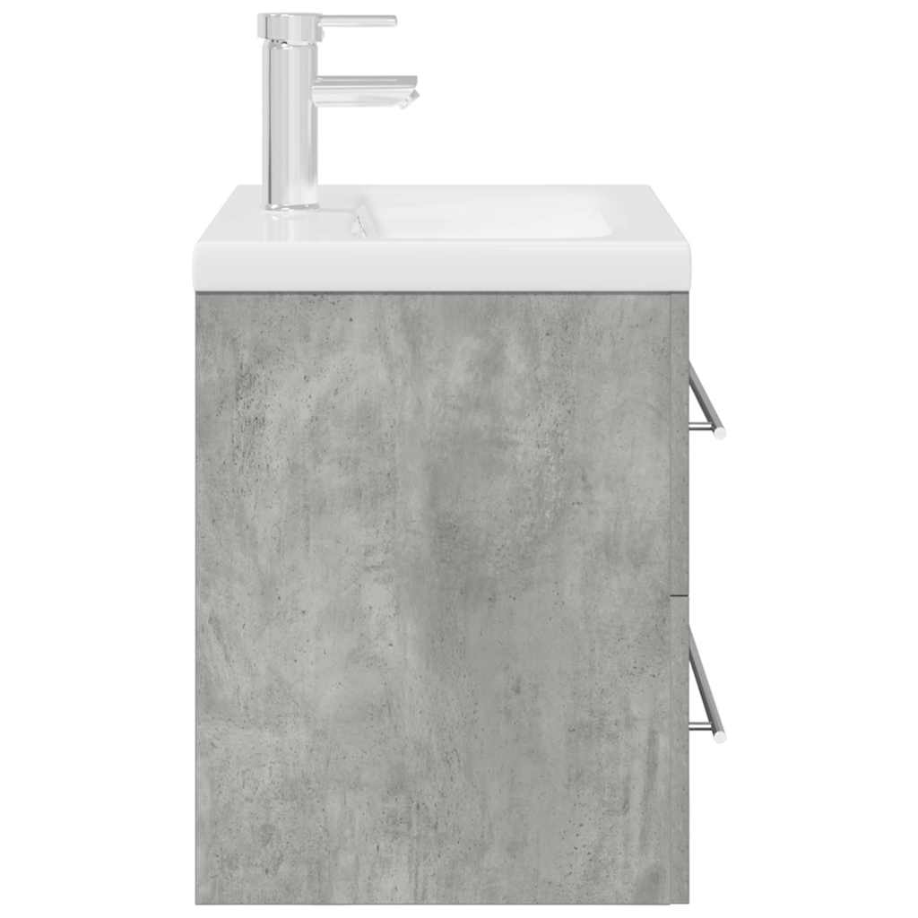 Bathroom furniture set, 2 pieces, concrete grey, composite wood