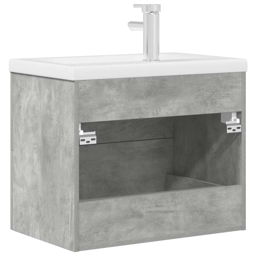 Bathroom furniture set, 2 pieces, concrete grey, composite wood