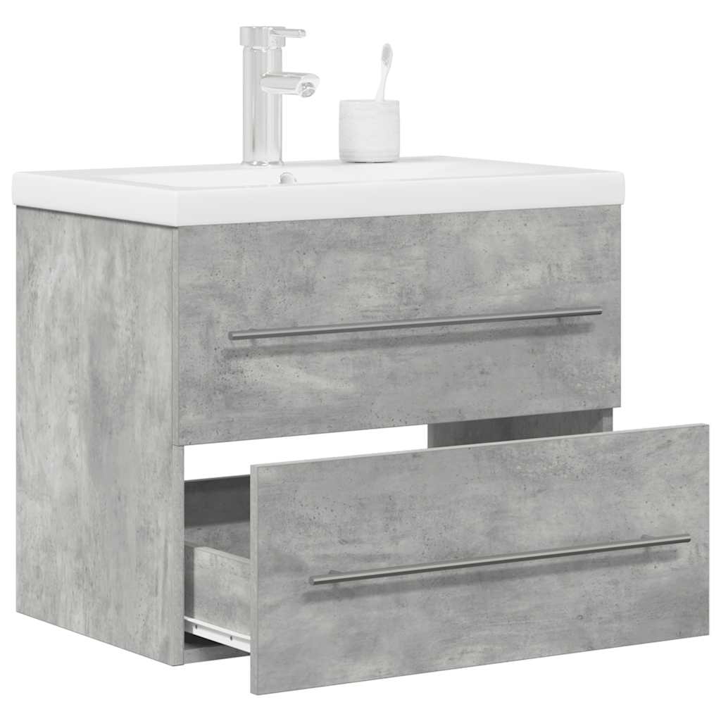 Bathroom furniture set, 2 pieces, concrete grey, composite wood