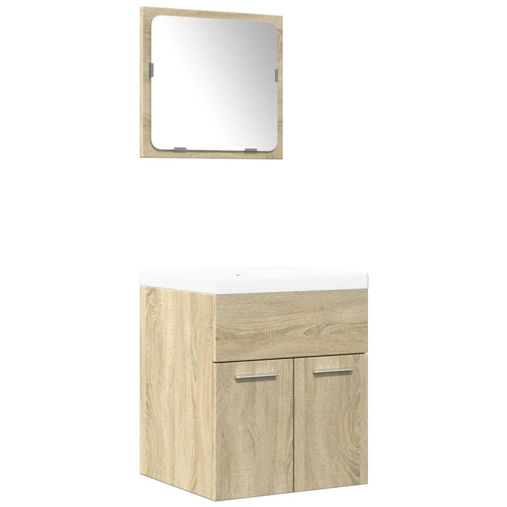 Bathroom furniture set, 3 pieces, sonoma oak, engineered wood