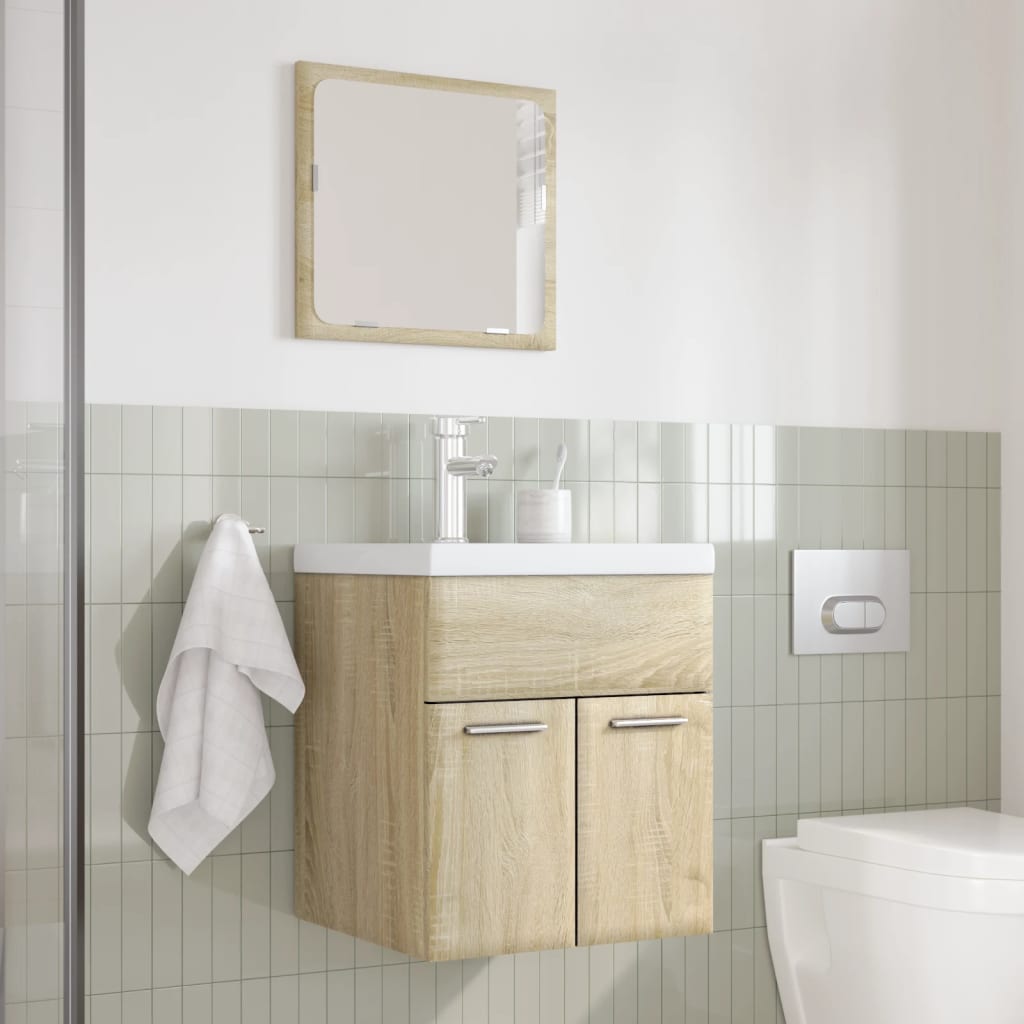 Bathroom furniture set, 3 pieces, sonoma oak, engineered wood