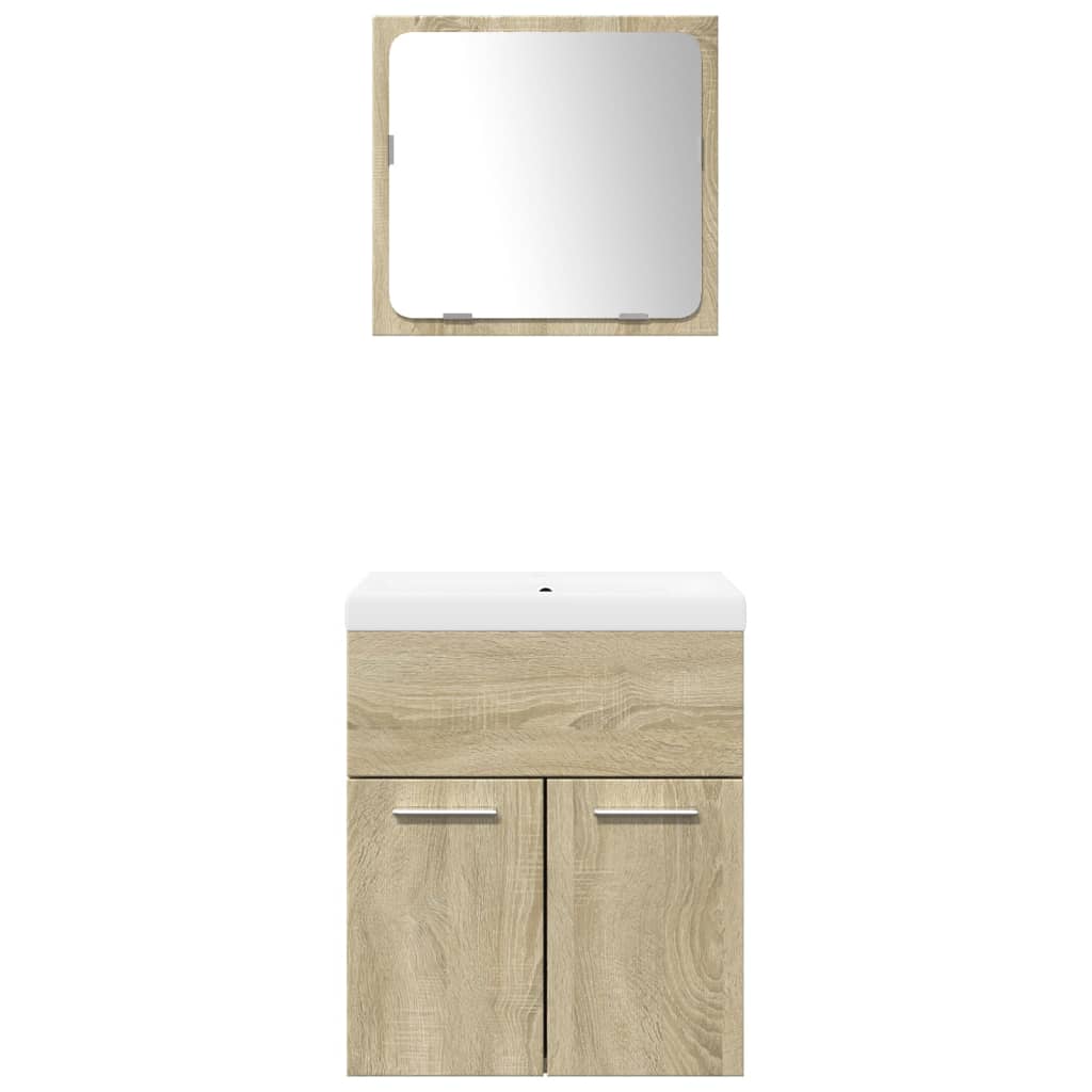 Bathroom furniture set, 3 pieces, sonoma oak, engineered wood