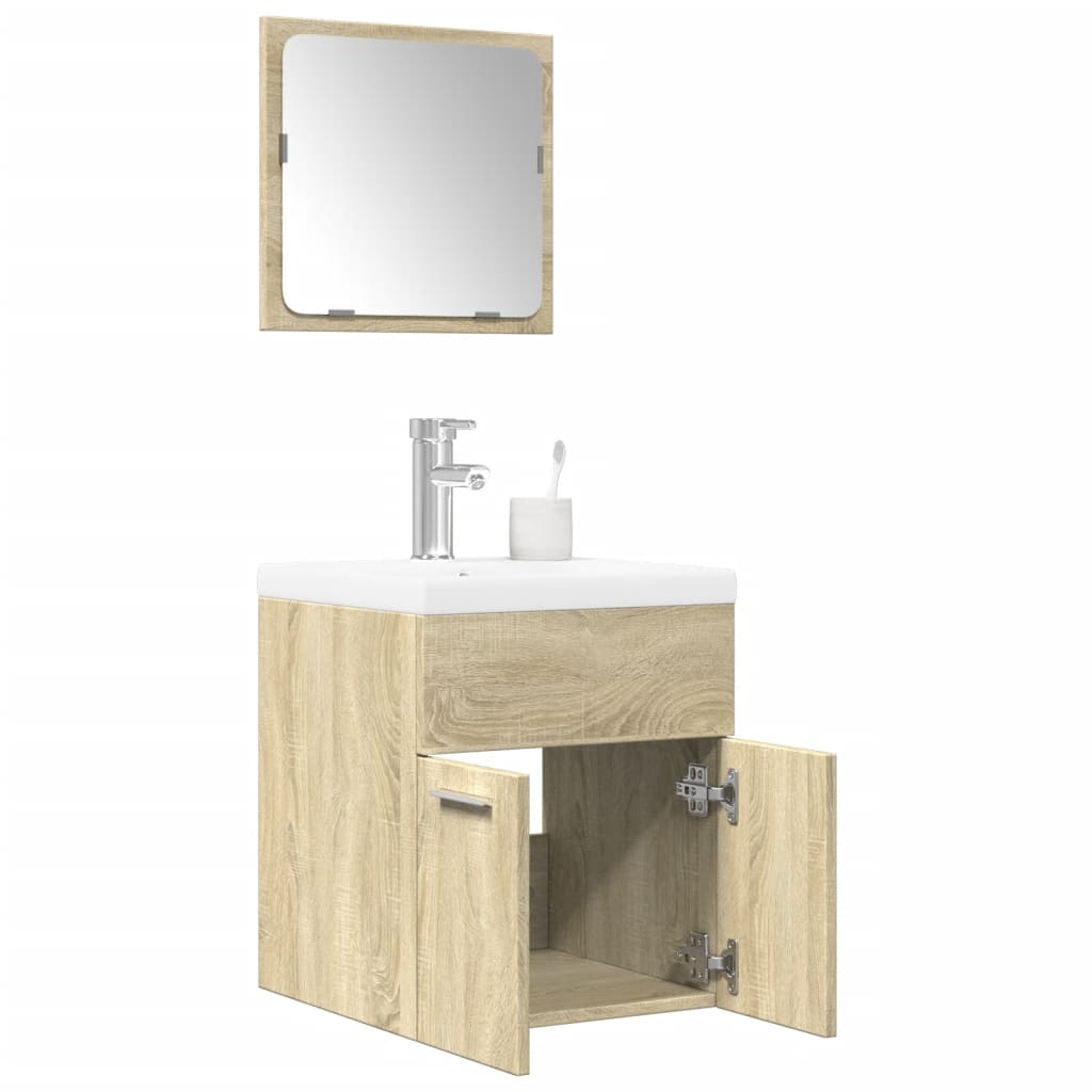 Bathroom furniture set, 3 pieces, sonoma oak, engineered wood