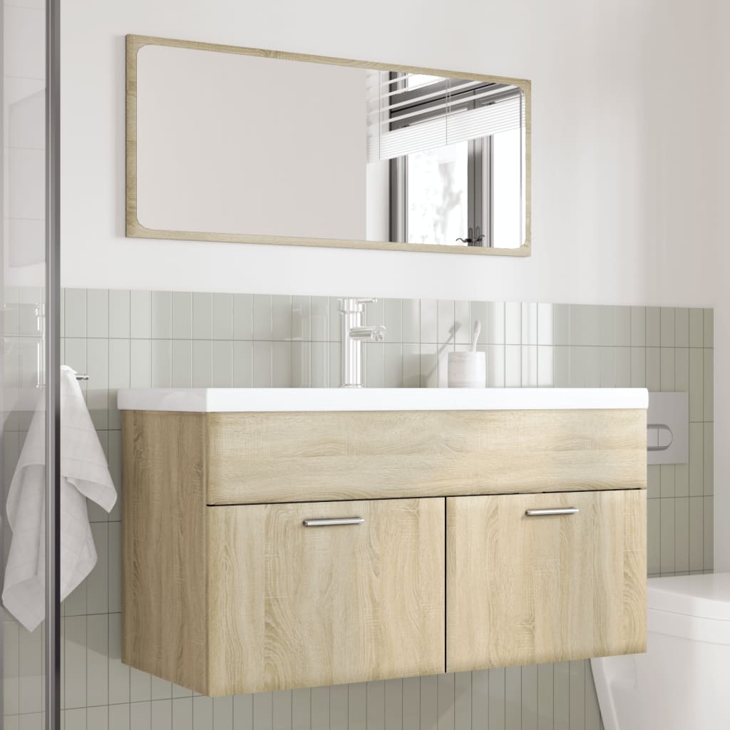 Bathroom furniture set, 3 pieces, sonoma oak, engineered wood