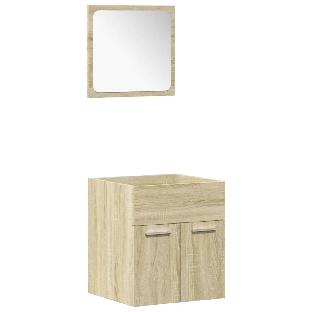 Bathroom furniture set, 4 pieces, sonoma oak, engineered wood