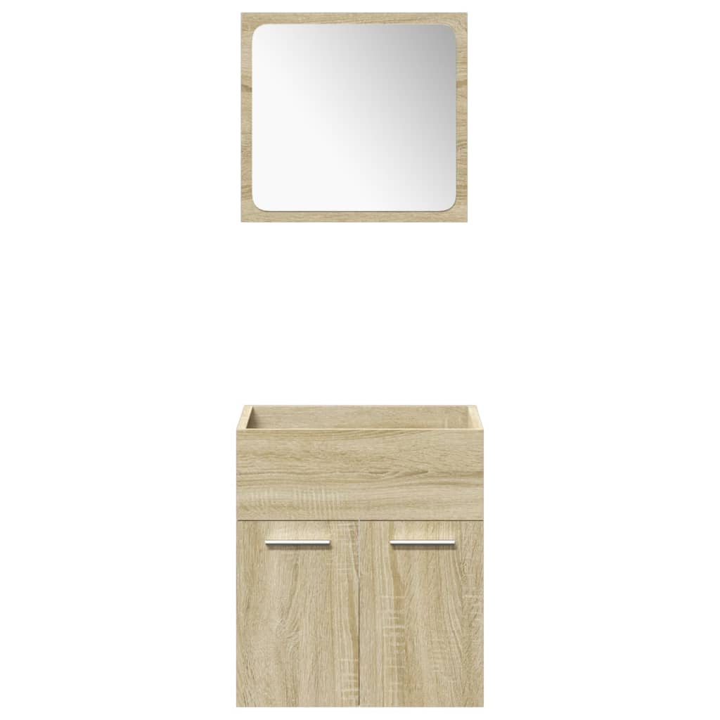 Bathroom furniture set, 4 pieces, sonoma oak, engineered wood