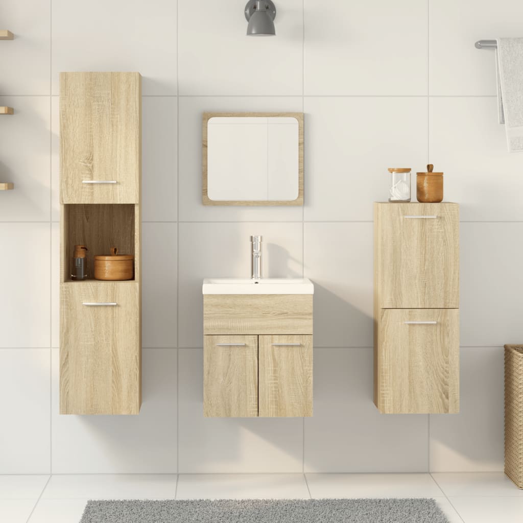 Bathroom furniture set, 5 pieces, sonoma oak, engineered wood