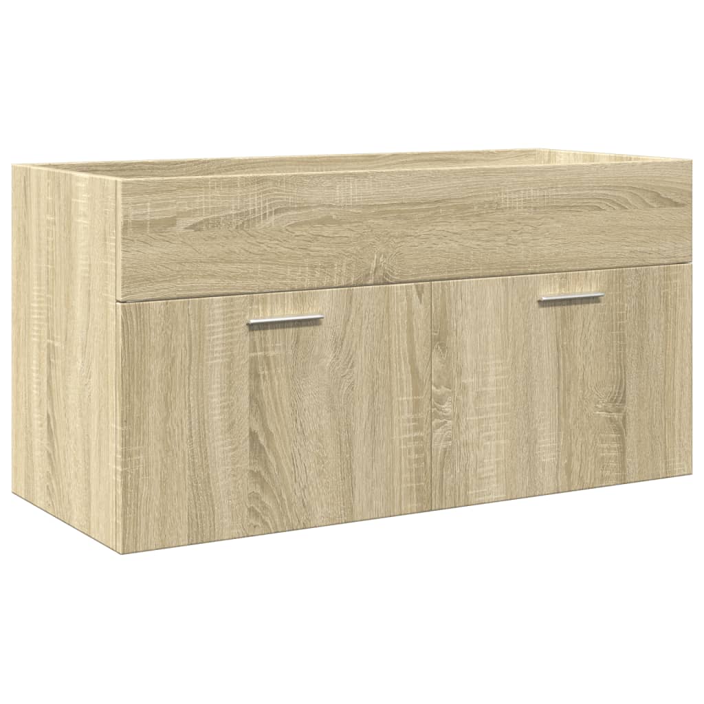 Bathroom furniture set, 4 pieces, sonoma oak, engineered wood