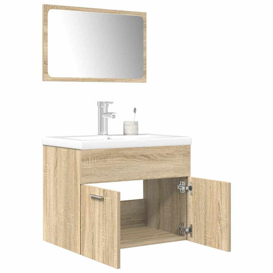 Bathroom furniture set, 3 pieces, sonoma oak, engineered wood