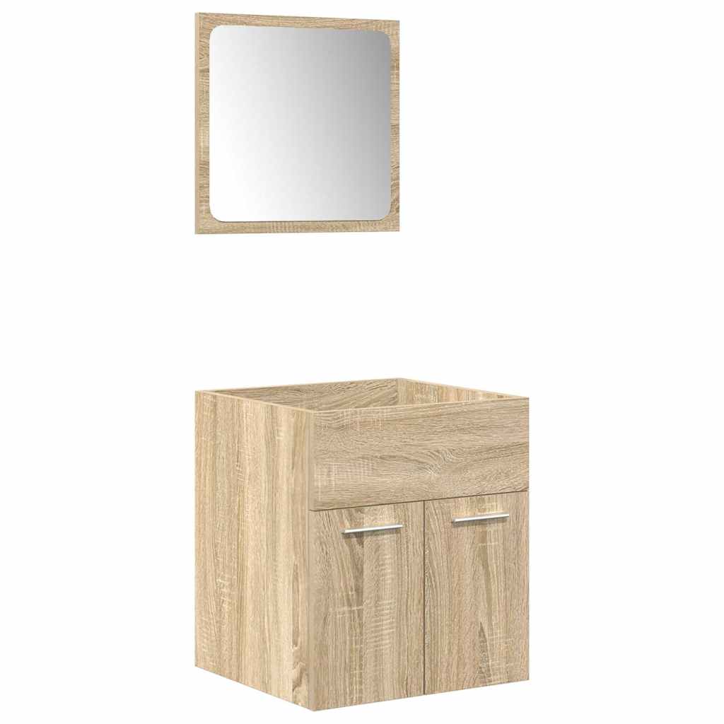 Bathroom furniture set, 4 pieces, sonoma oak, engineered wood