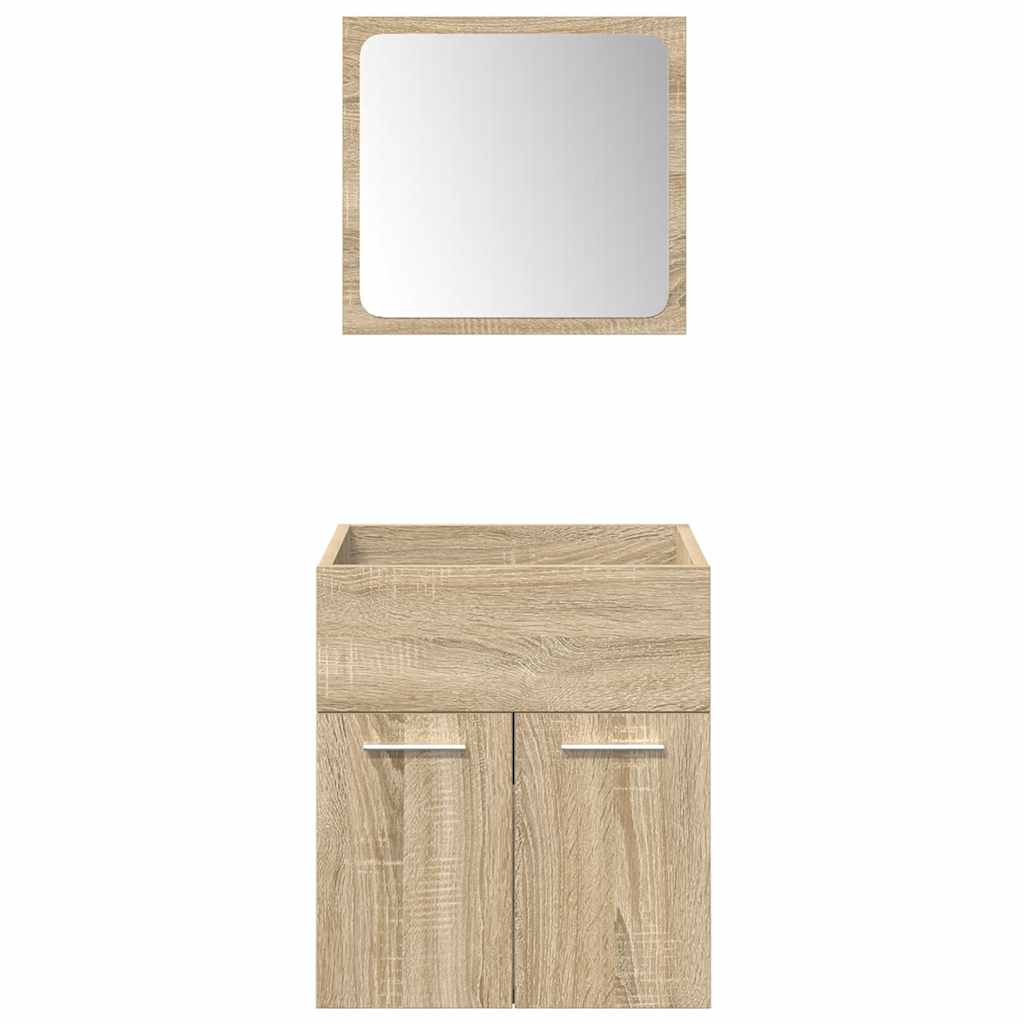 Bathroom furniture set, 4 pieces, sonoma oak, engineered wood