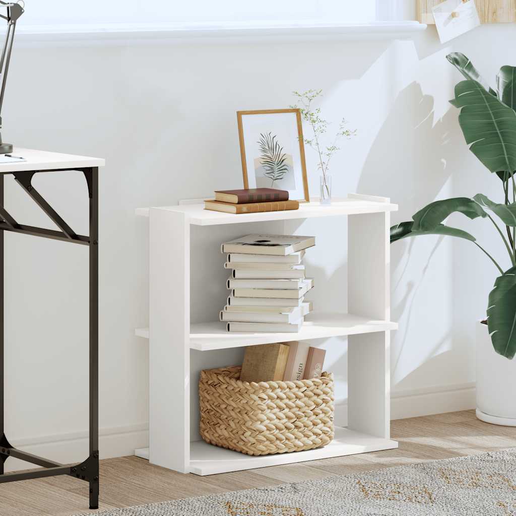 3-tier bookcase, white 60x30x60 cm processed wood