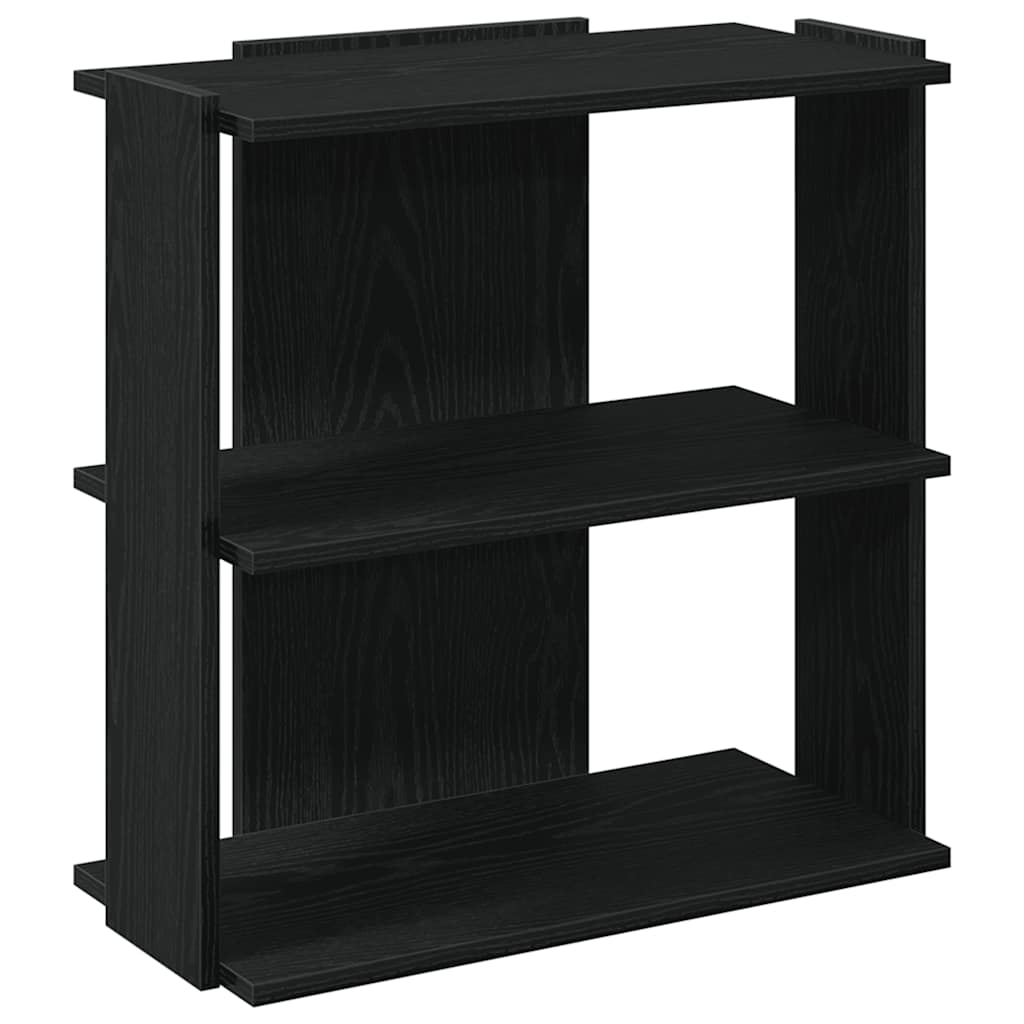 Bibliotecă cu 3 niveluri, negru, 60x30x60 cm, lemn prelucrat