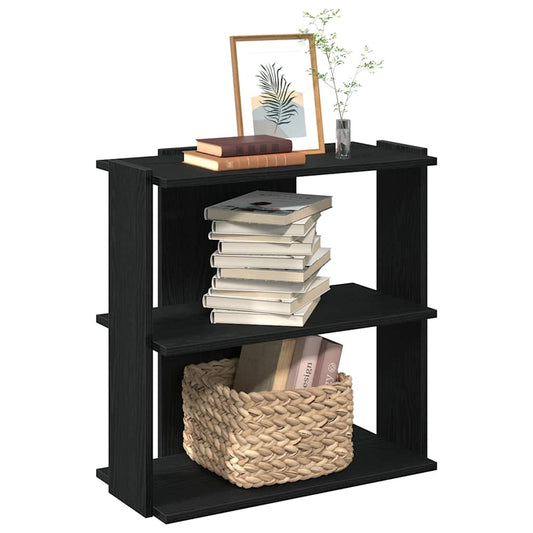 Bibliotecă cu 3 niveluri, negru, 60x30x60 cm, lemn prelucrat