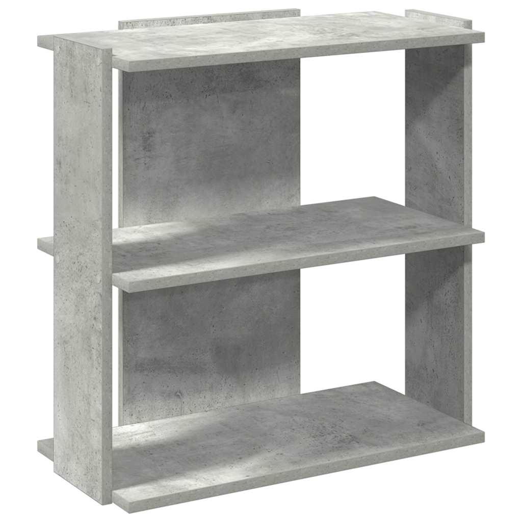 3-tier bookcase concrete gray 60x30x60 cm wood