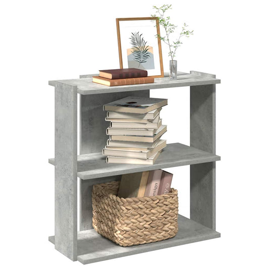 Bibliotecă cu 3 niveluri gri beton 60x30x60 cm lemn