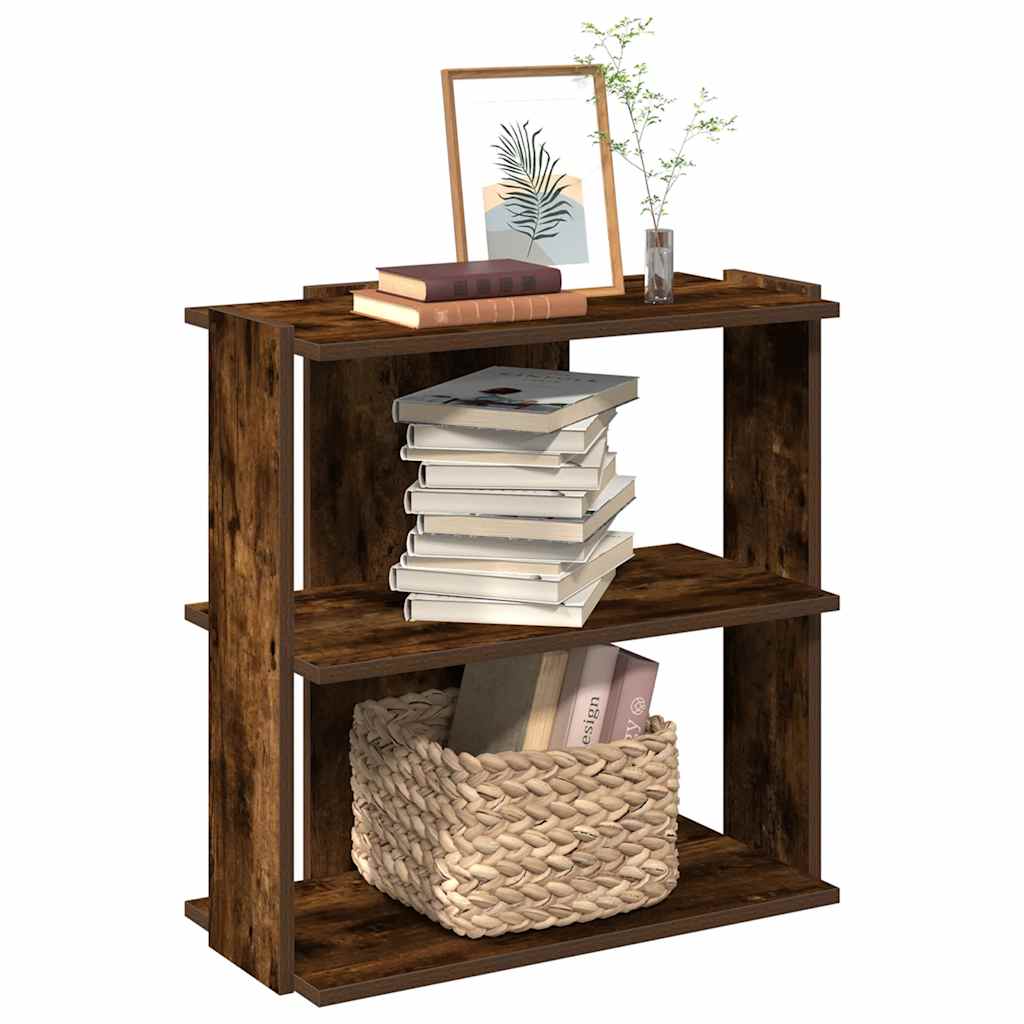 Bibliotecă 3 niveluri stejar fumuriu 60x30x60 cm lemn prelucrat