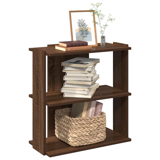 3-tier bookcase, brown oak 60x30x60 cm composite wood