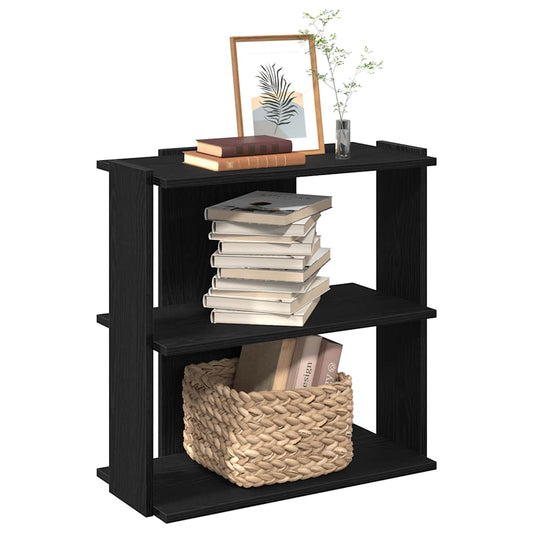 3-tier bookcase, black, 60x30x80 cm, engineered wood