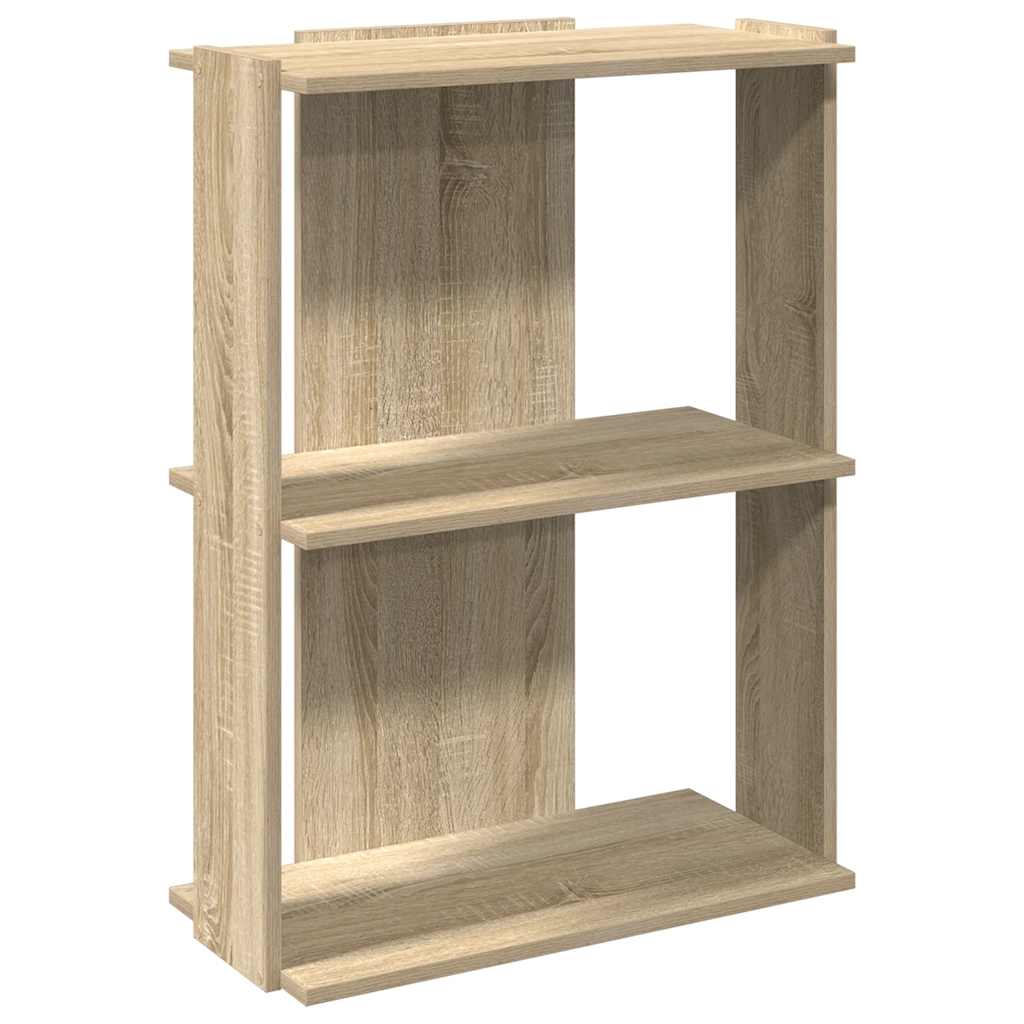 3-tier bookcase sonoma oak 60x30x80 cm, processed wood