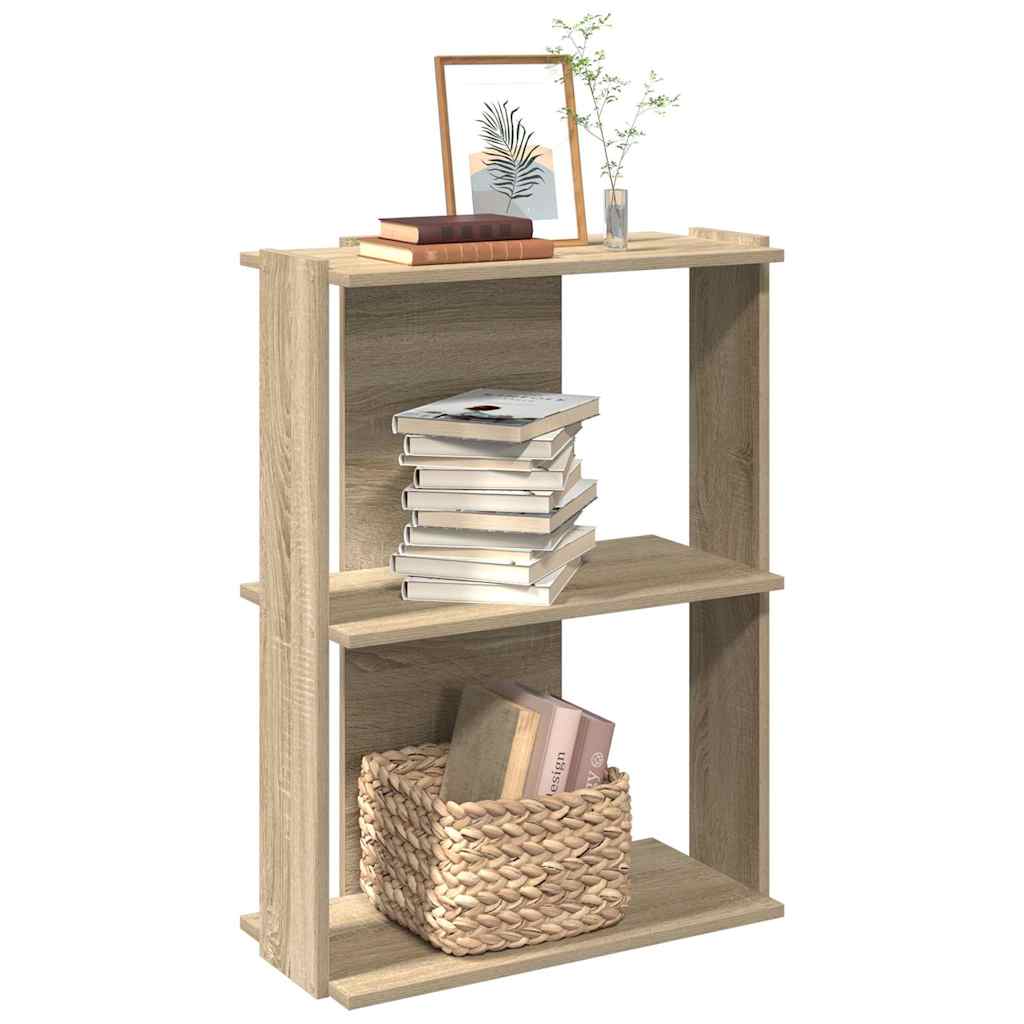 3-tier bookcase sonoma oak 60x30x80 cm, processed wood