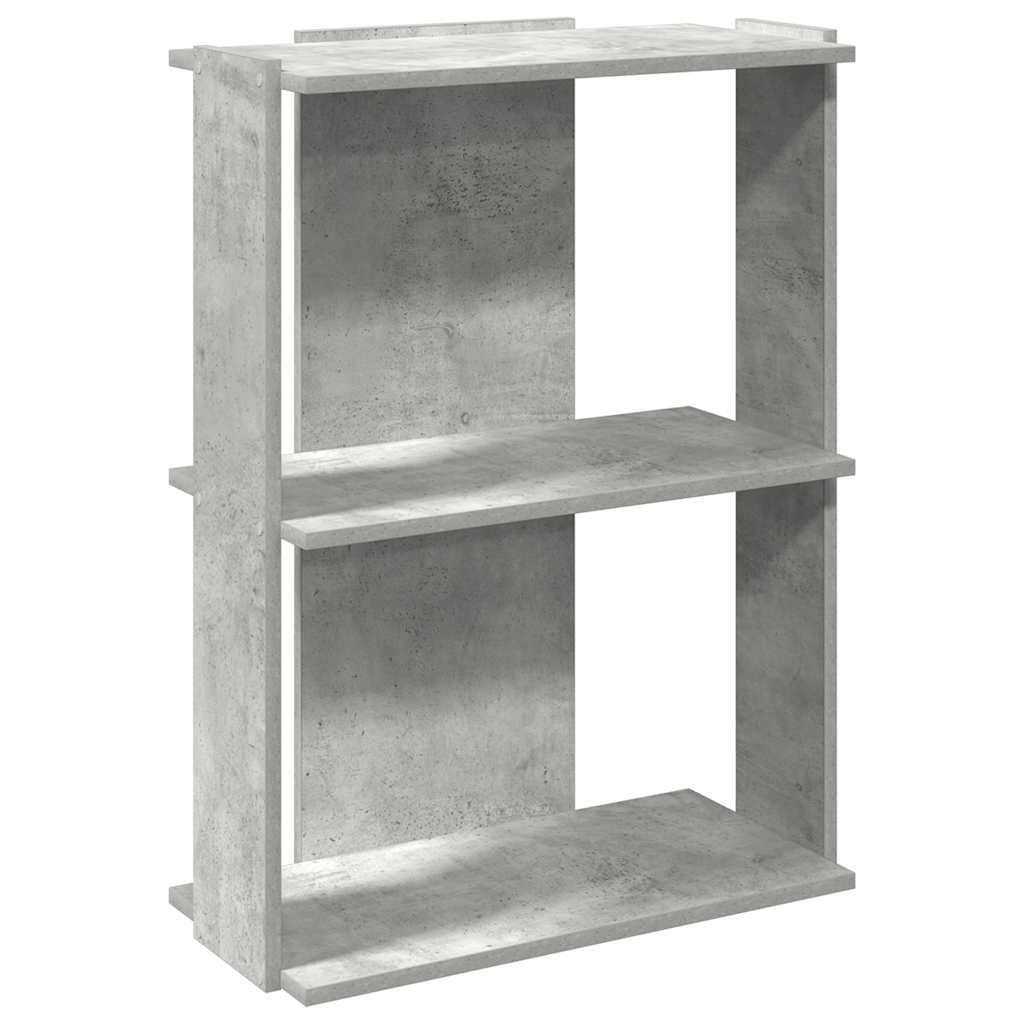 3-tier bookcase, concrete gray, 60x30x80 cm processed wood