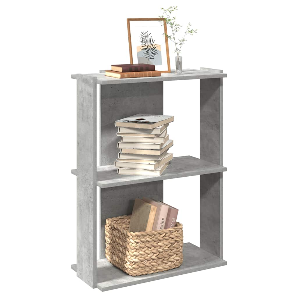 Bibliotecă cu 3 niveluri, gri beton, 60x30x80 cm lemn prelucrat