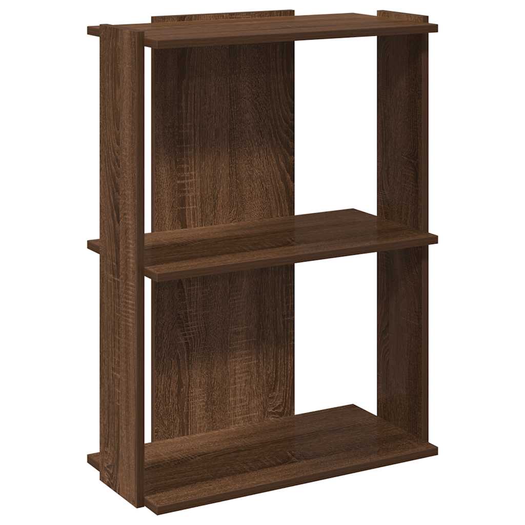 3-tier bookcase brown oak 60x30x80 cm processed wood