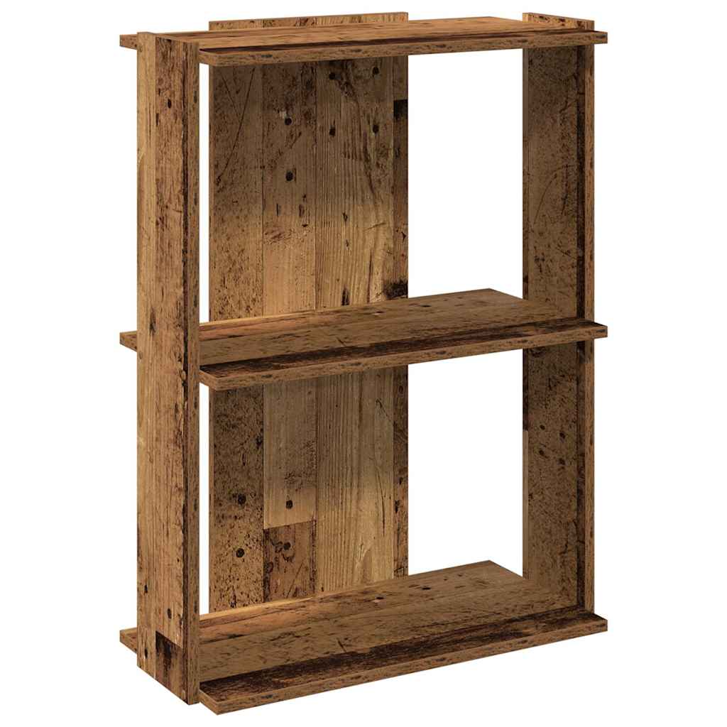 3-storey bookcase made of old wood 60x30x80 cm processed wood