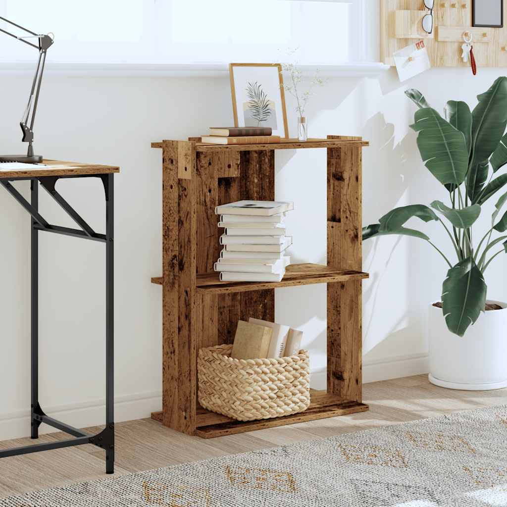 3-storey bookcase made of old wood 60x30x80 cm processed wood