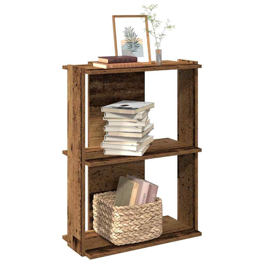 3-storey bookcase made of old wood 60x30x80 cm processed wood