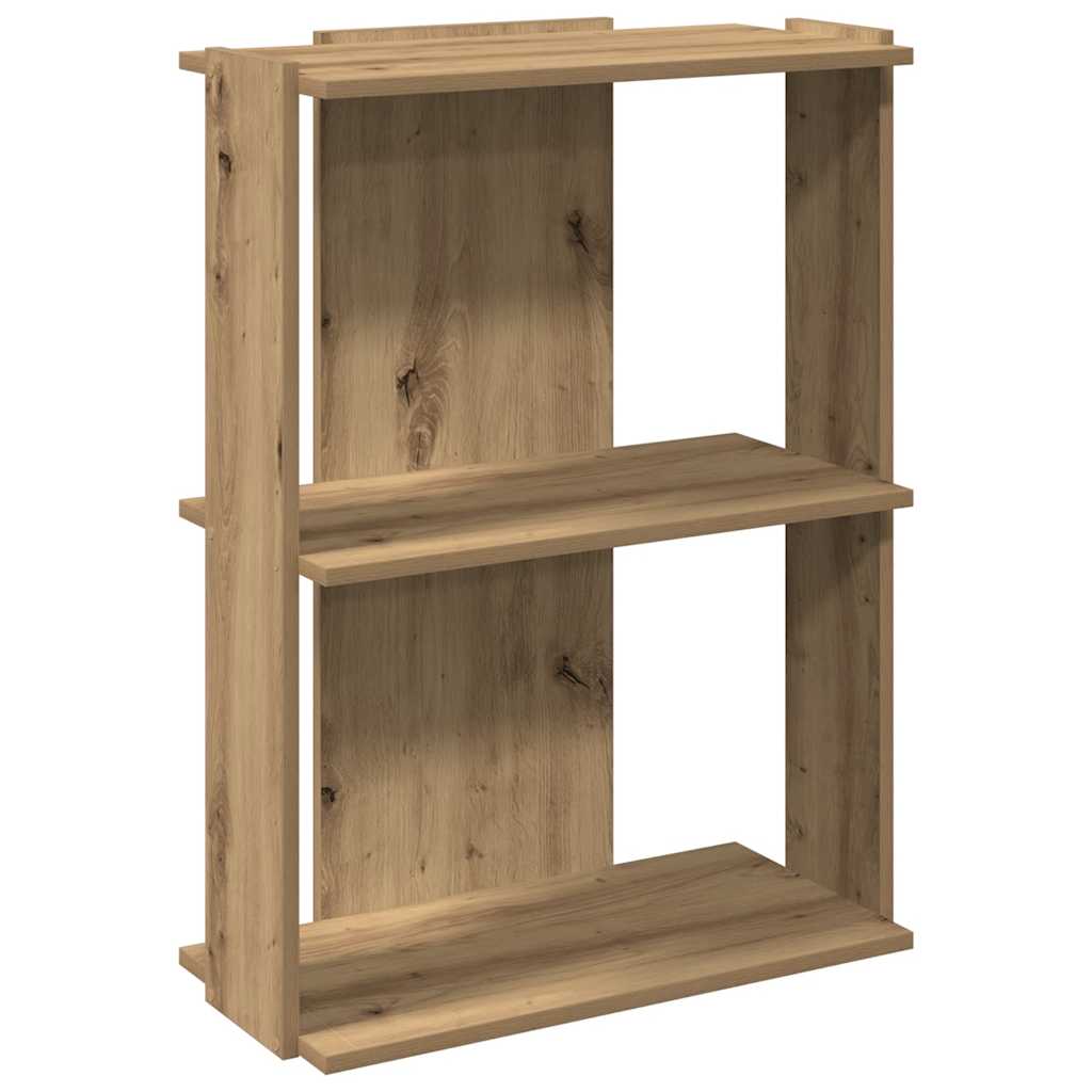 3-tier bookcase, handcrafted oak, 60x30x80 cm, processed wood